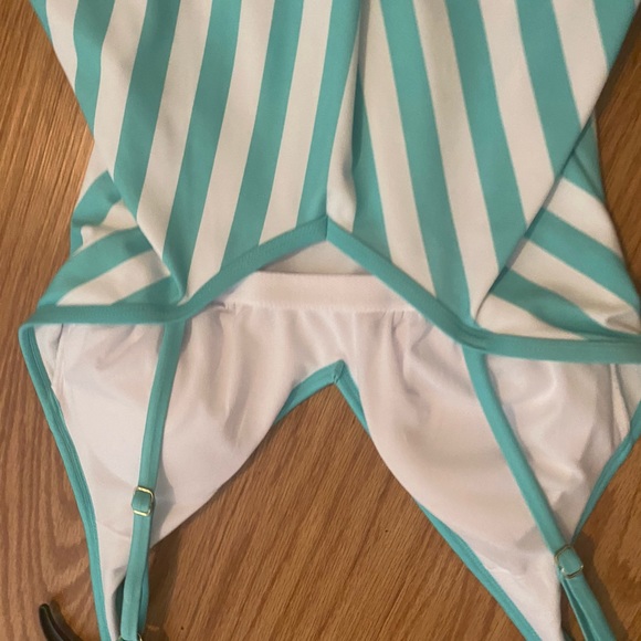Striped mint and white one piece swimwear - Picture 8 of 9